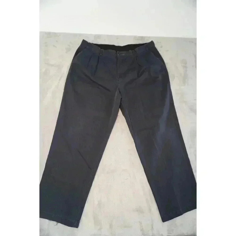 LL Bean Jeans Men's 40x30 Comfort Waist Flannel Lined Navy Blue Chino Pants
